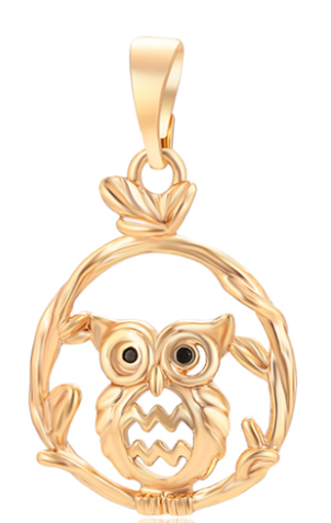 DIJE BUHO DOBLE ENCHAPE 18K
