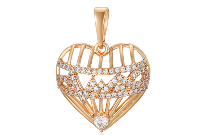 DIJE CORAZON CALADO DOBLE ENCHAPE 18K