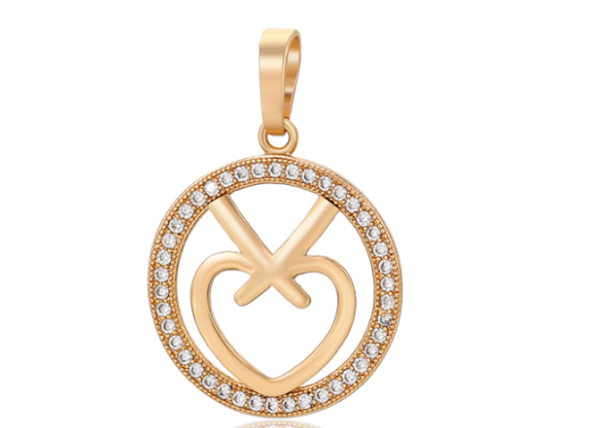 DIJE CIRCULO CON CORAZON  DOBLE ENCHAPE 18K