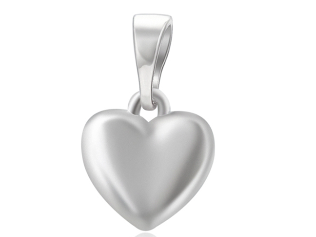 DIJE CORAZON CON DOBLE ENCHAPE EN PLATINO