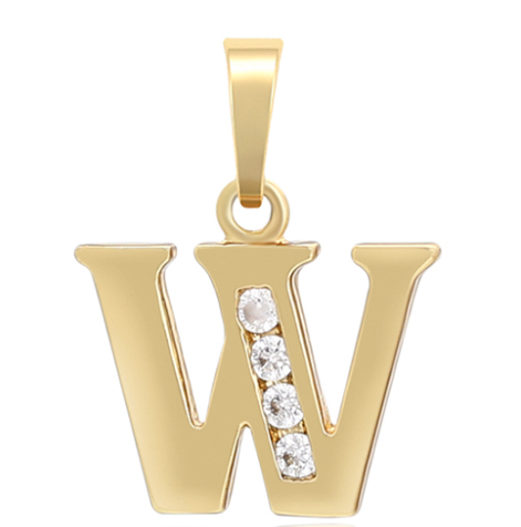 DIJE INICIAL W DOBLE ENCHAPE 14K
