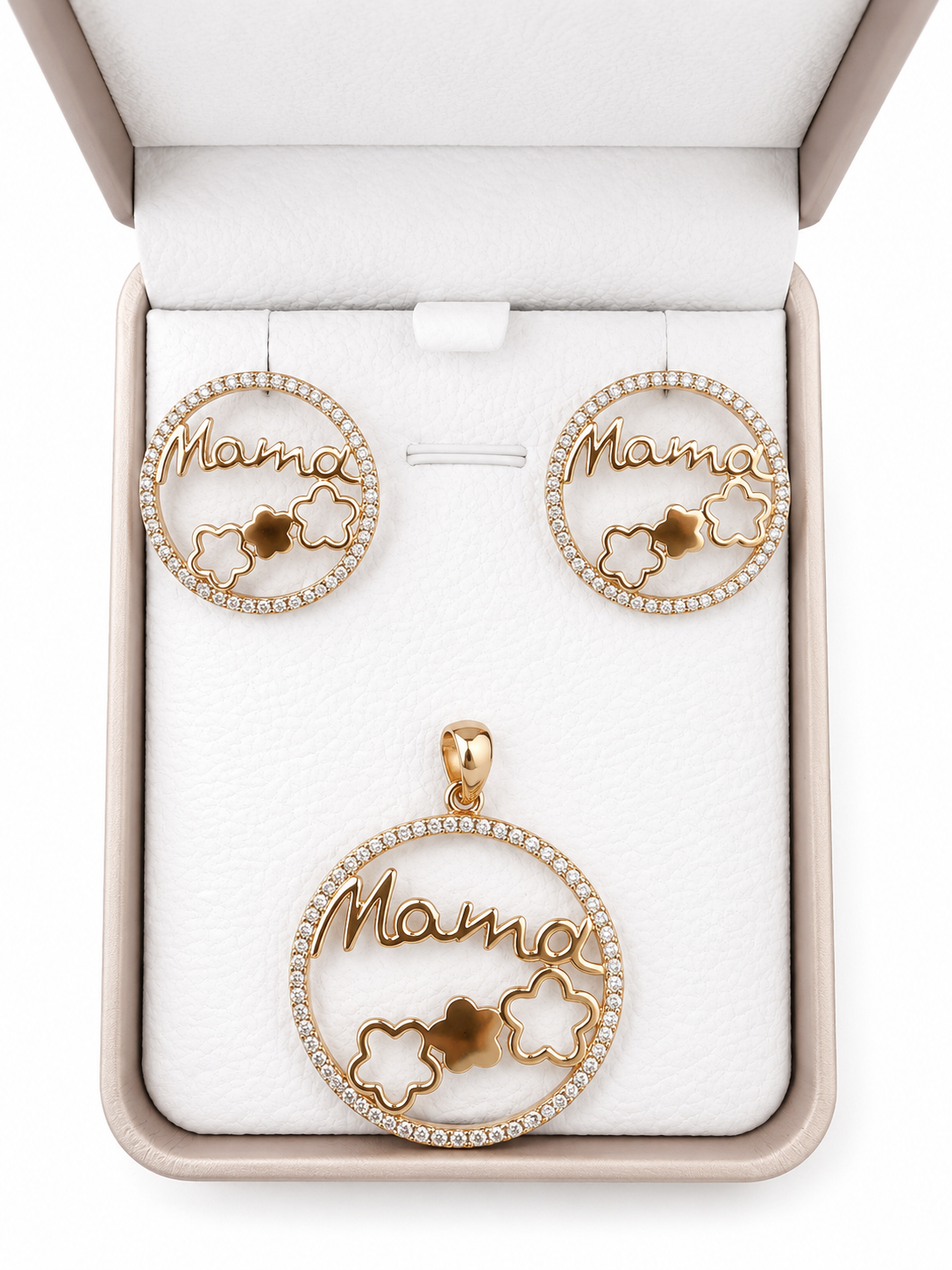 ARETE + DIJE MAMÁ DOBLE ENCHAPE 18K