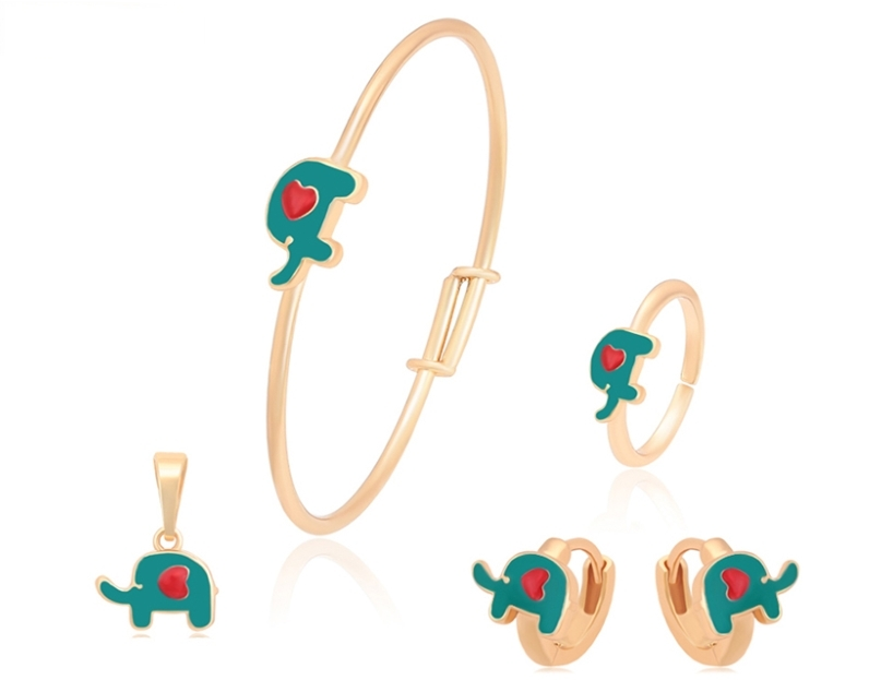 KIT  PARA NIÑA ELEFANTE DOBLE ENCHAPE 18K