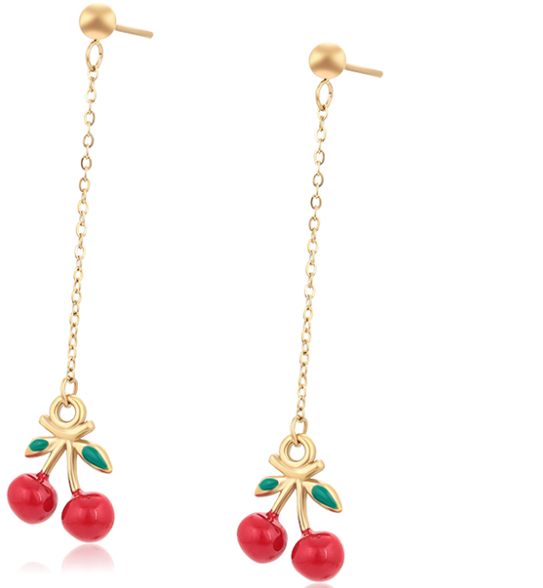 ARETE CEREZA  DOBLE ENCHAPE 14K