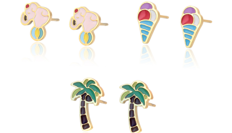 KIT DE ARETES  PARA  NIÑA (3U) DOBLE ENCHAPE 14K
