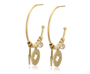 PENDIENTE CON DISEÑO DE RAYO DOBLE ENCHAPE 14K