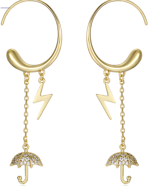 ARETE PARAGUA Y RAYO DOBLE ENCHAPE 14K