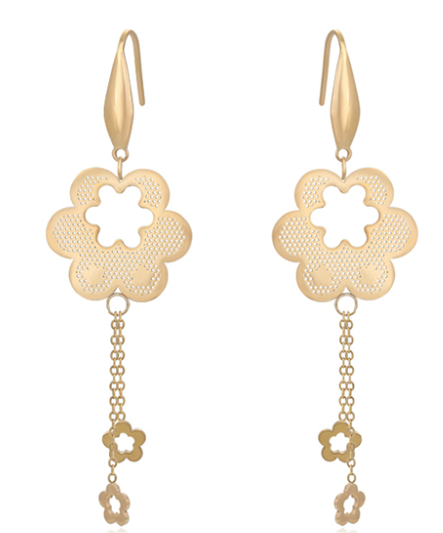 ARETE DE FLOR DOBLE ENCHAPE 14K