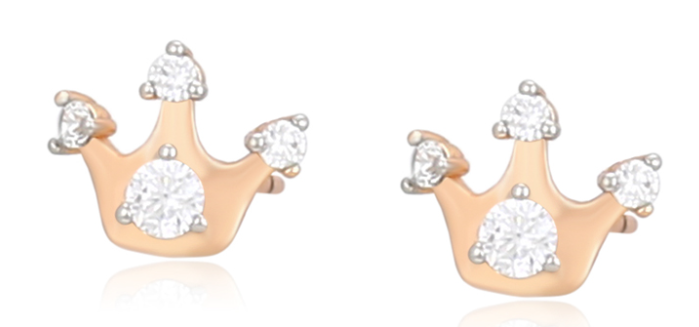 ARETE DE CORONA CON CIRCONES DOBLE ENCHAPE 14K