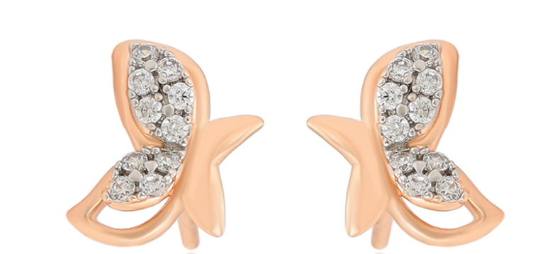 ARETE ALA DE MARIPOSA CON DOBLE ENCHAPE 14K