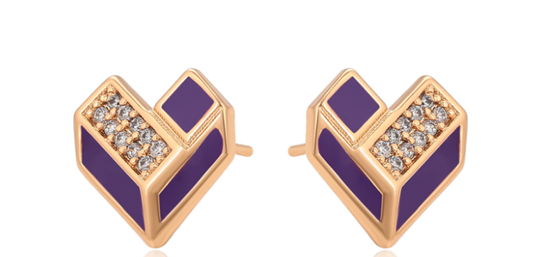 ARETE CORAZON MORADO CON CIRCONITA DOBLE ENCHAPE 18K