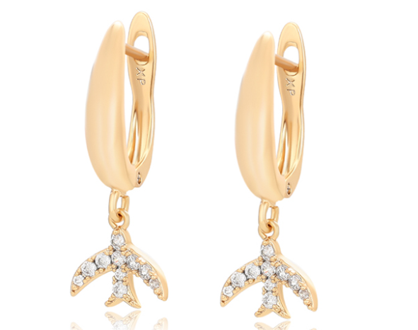 ARGOLLA PAJARO CON CIRCONITA  DOBLE ENCHAPE 18K