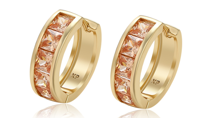 ARGOLLA CON CIRCONITA CHAMPAN DOBLE ENCHAPE 14K