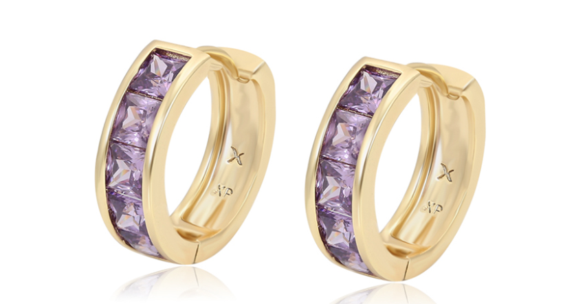 ARGOLLA CON CIRCONITA LILA DOBLE ENCHAPE 14K