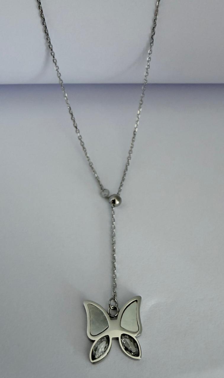 COLLAR ACERO  CON DIJE DE MARIPOSA 45CM