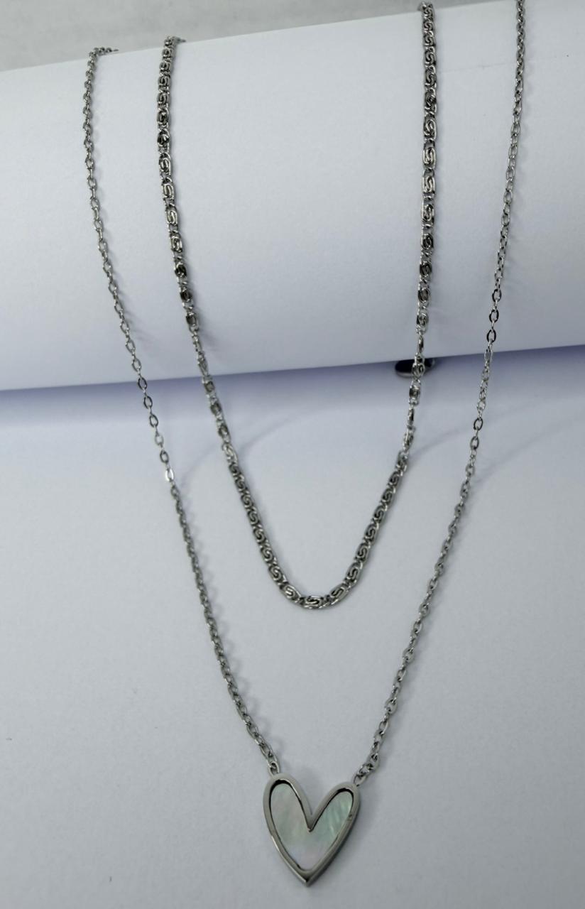 COLLAR DOBLE CAIDA CON DIJE CORAZON 45CM