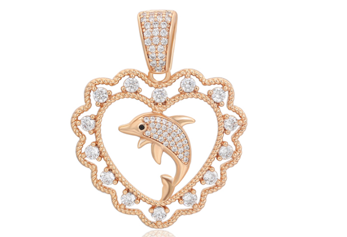 COLGANTE DELFIN CON CIRCONES DOBLE ENCHAPE 18K