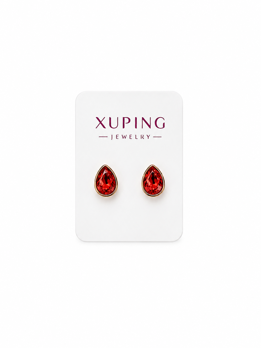 ARETE GOTA COLOR ROJO DOBLE ENCHAPE 18K