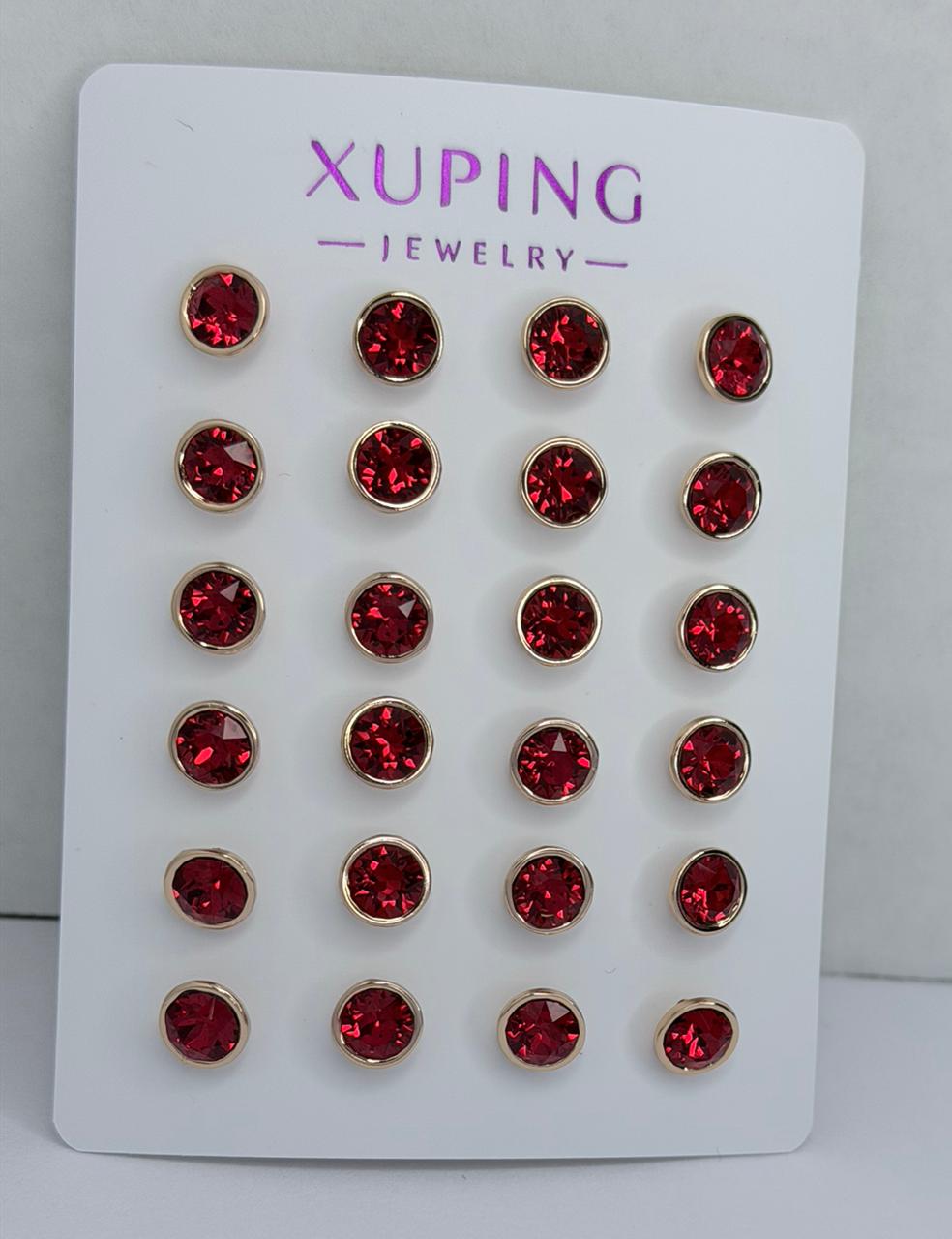 ARETE REDONDO COLOR ROJO DOBLE ENCHAPE 18K