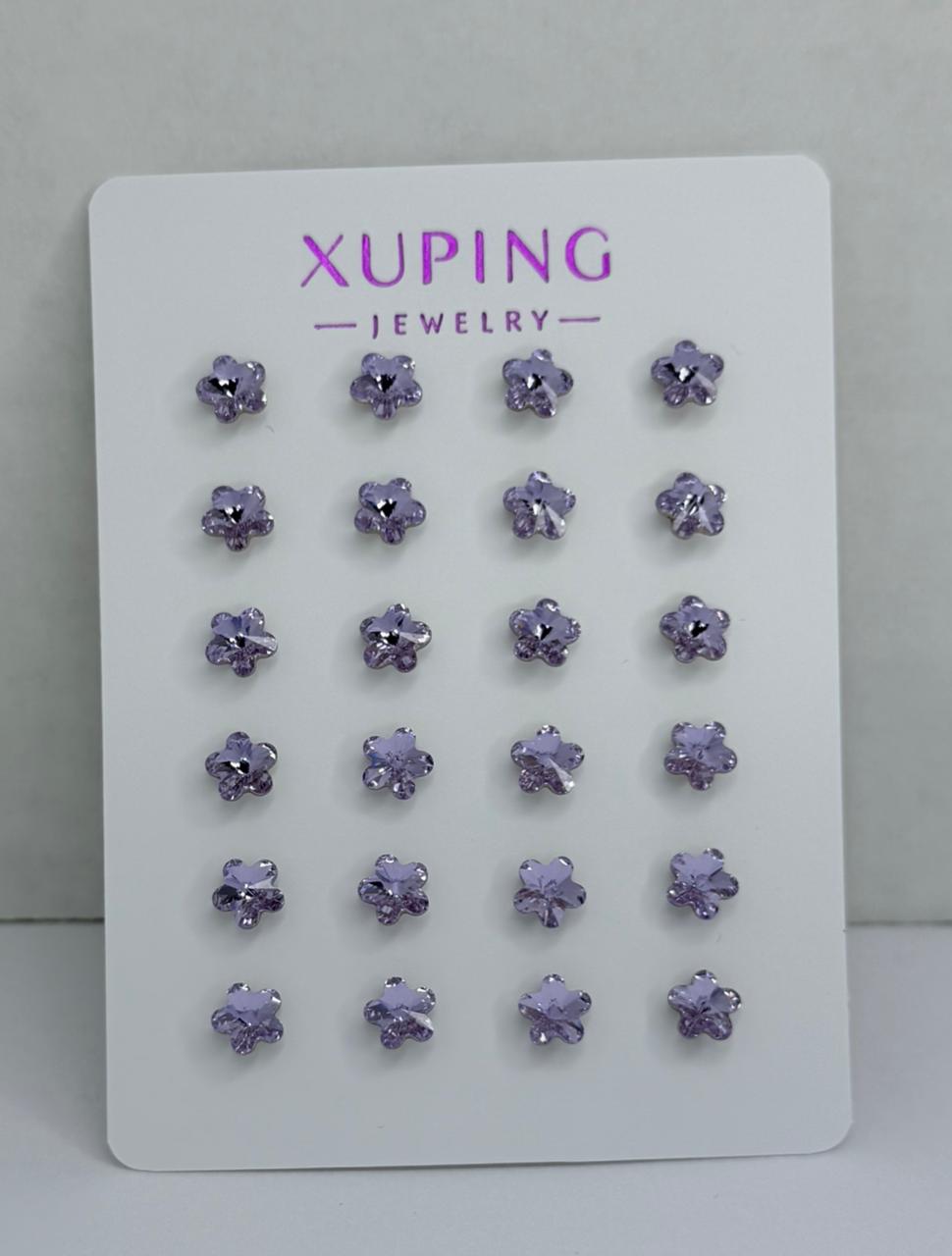 ARETE FLOR COLOR LILA DOBLE ENCHAPE 18K