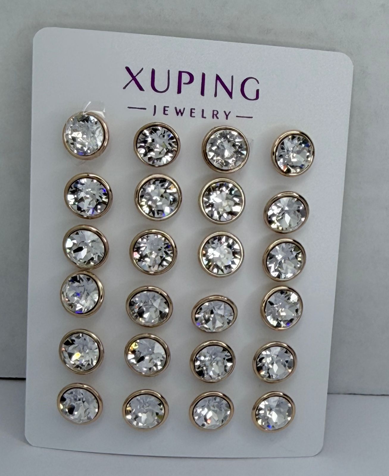 ARETE REDONDO COLOR CRISTAL DOBLE ENCHAPE 18K