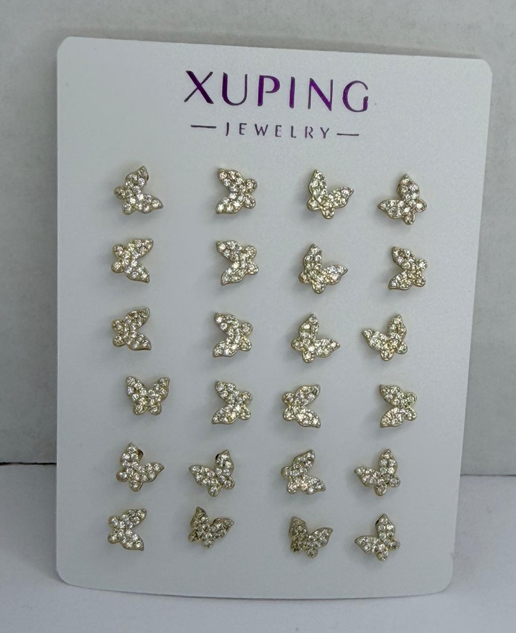 ARETE MARIPOSA CON CIRCONITA DOBLE ENCHAPE 14K