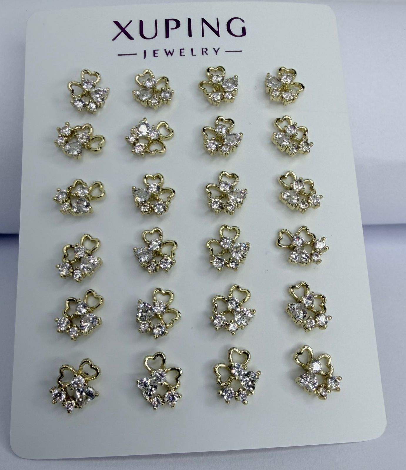 ARETE TREBOL CON CIRCONITA DOBLE ENCHAPE 14K