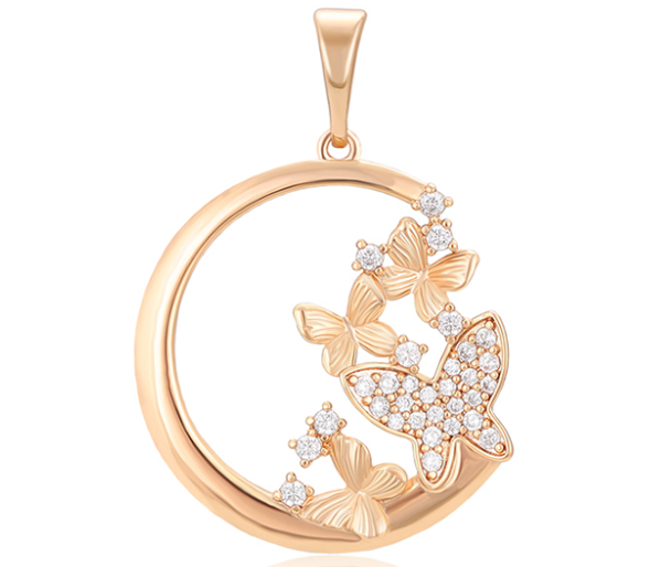 DIJE DE MARIPOSAS CON CIRCONES DOBLE ENCHAPE 18K