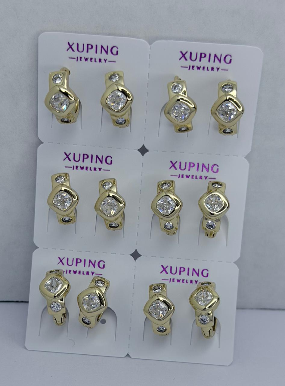 ARGOLLA CON CRISTAL BLANCO DOBLE ENCHAPE 14K