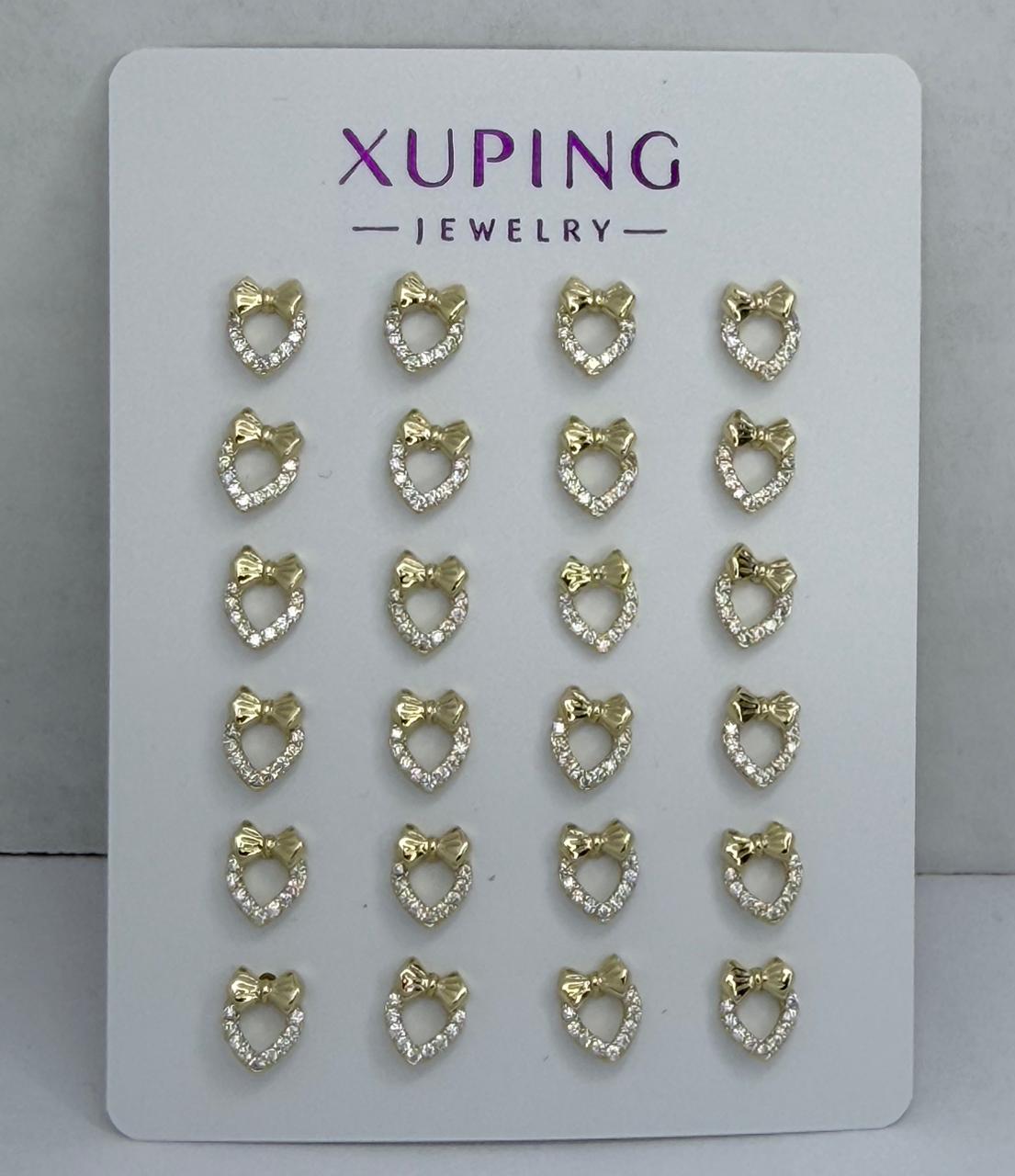 ARETE CORAZON CON LAZO DOBLE ENCHAPE 14K