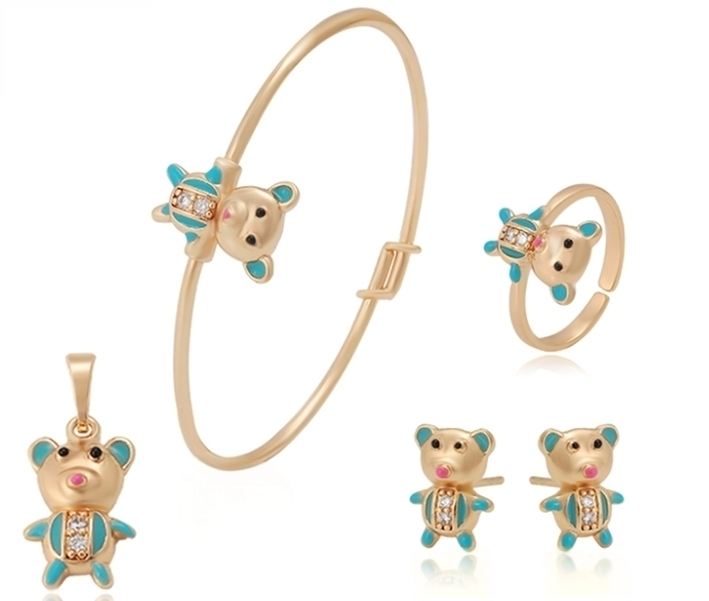 KIT PARA NIÑA OSITO  DOBLE ENCHAPE 18K