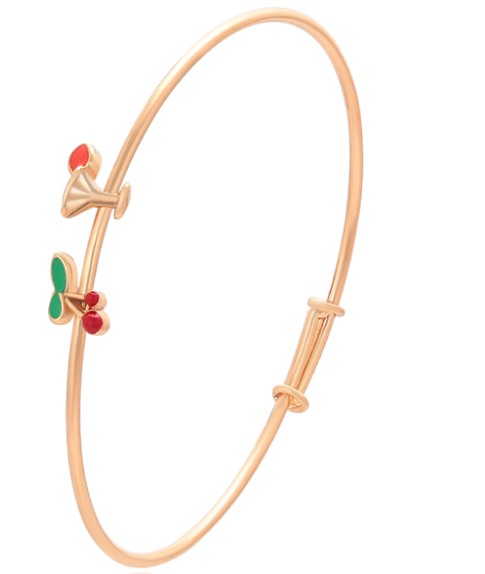 PULSERA CEREZA  NIÑA DOBLE ENCHAPE 18K