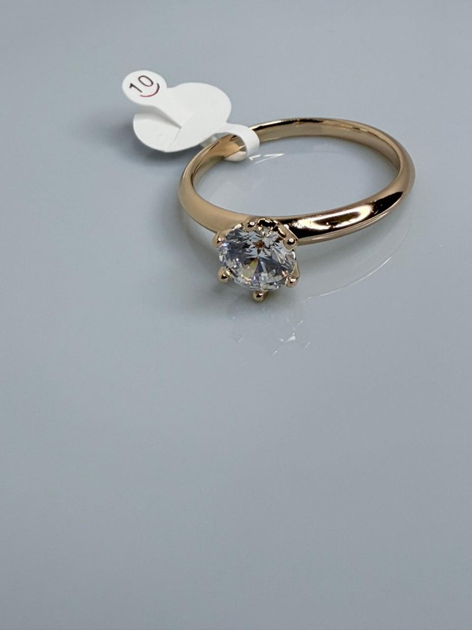 ANILLO CON CRISTAL  TALLA 10 CON DOBLE ENCHAPE 18K