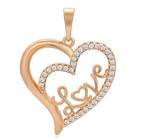 DIJE CORAZÓN LOVE DOBLE ENCHAPE 18K