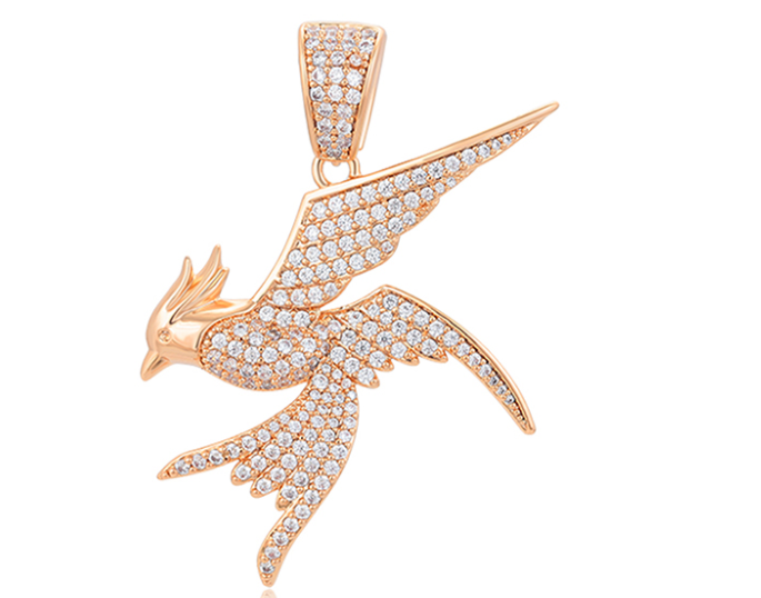 COLGANTE PAJARO DOBLE ENCHAPE 18K