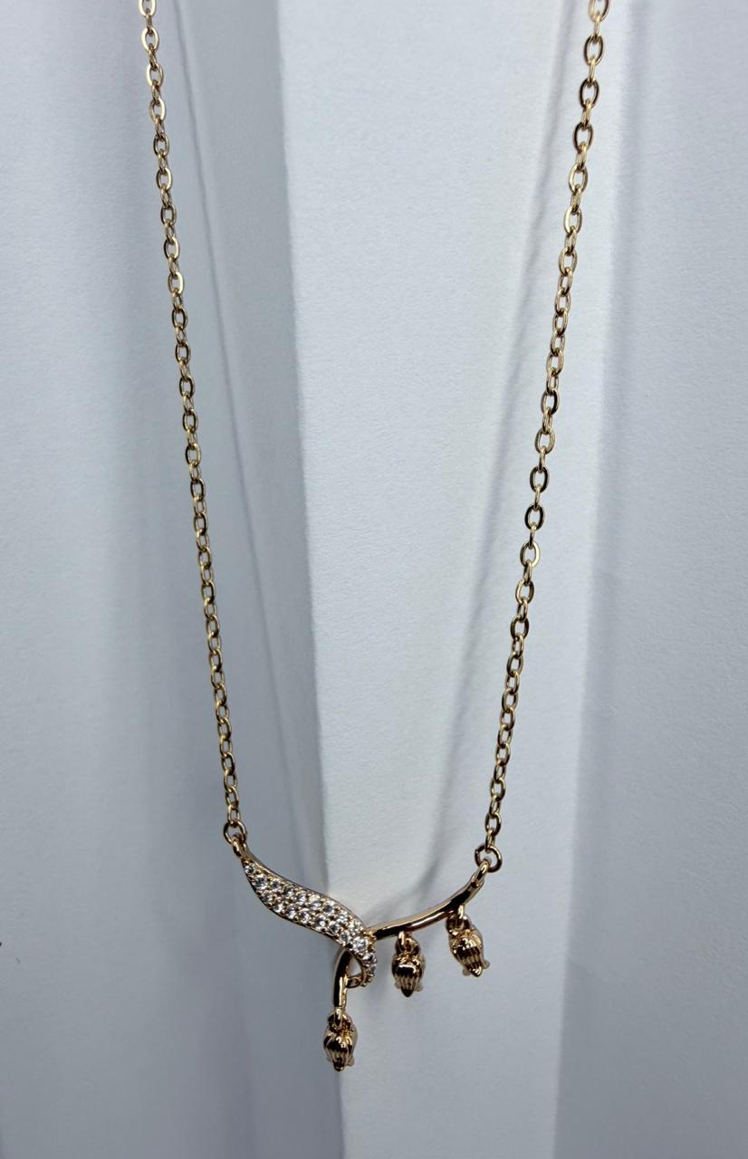 CADENA CON DIJE DE ROSA  DOBLE ENCHAPE 18K(42+5CM)