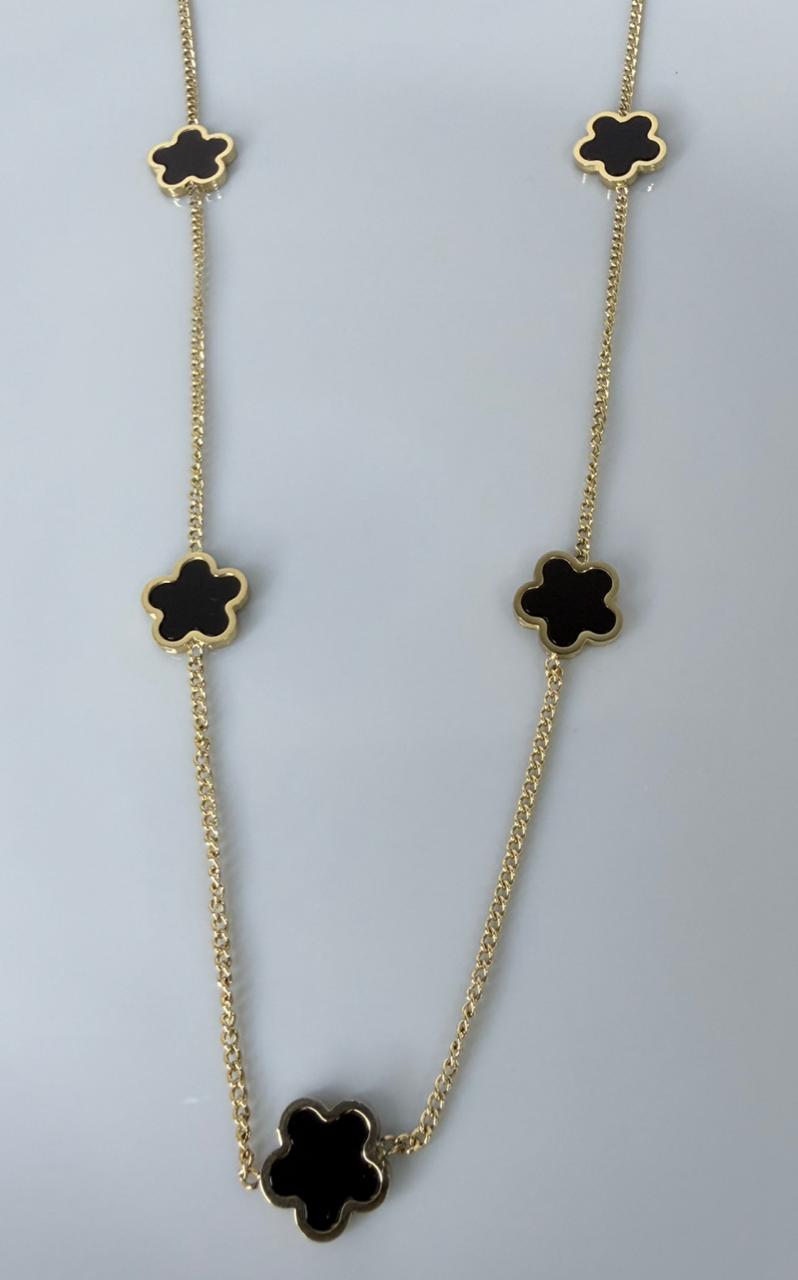 CADENA CON FLOR DOBLE ENCHAPE 14K  (45CM +5CM)