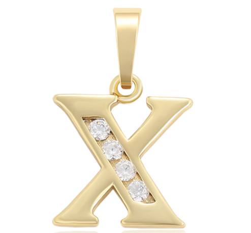 DIJE INICIAL X DOBLE ENCHAPE 14K