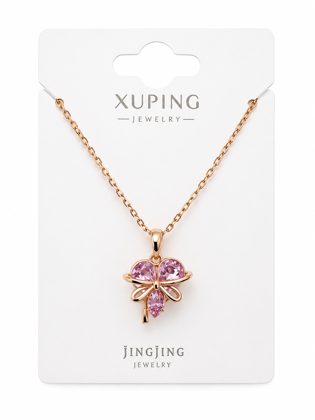 CADENA CON DIJE CORAZÓN CON CRISTAL SWAROVSKI  DOBLE ENCHAPE 18K