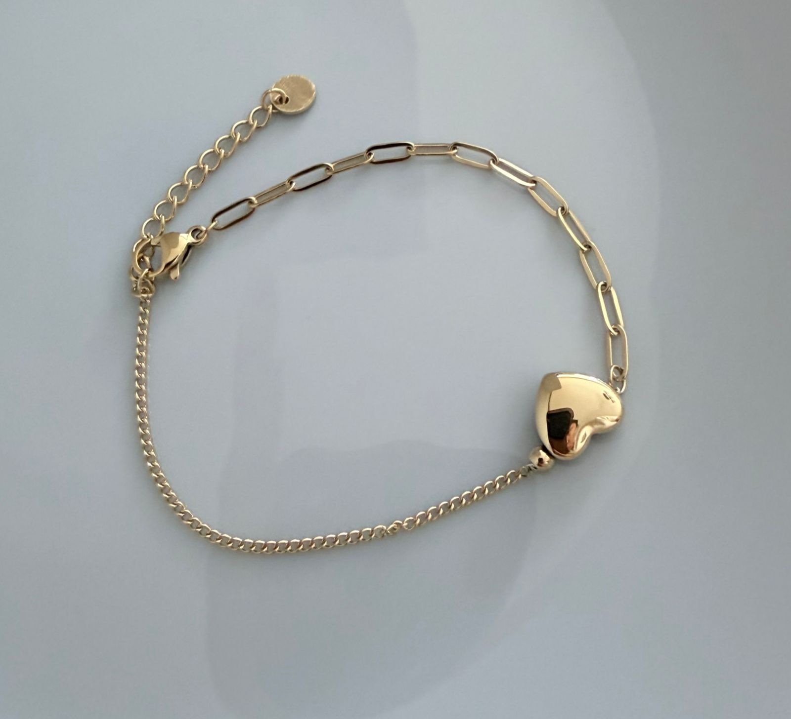 PULSERA CON CORAZON DOBLE ENCHAPE 14K
