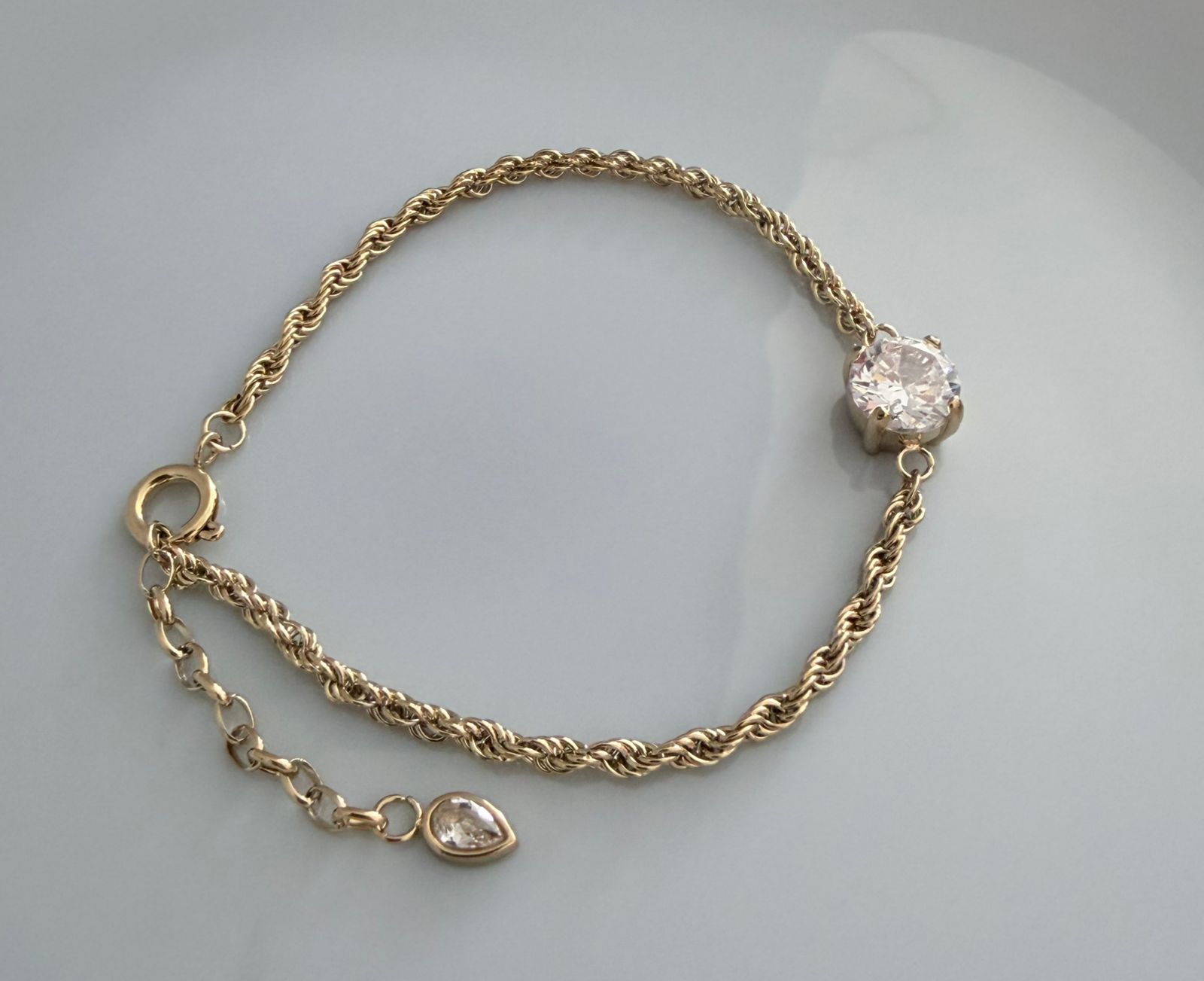 PULSERA CON CIRCONITA BLANCA  DOBLE ENCHAPE 14K