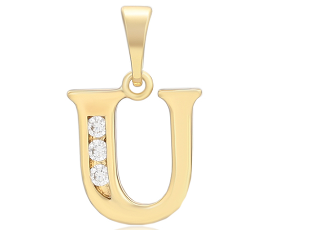 DIJE INICIAL U DOBLE ENCHAPE 14K