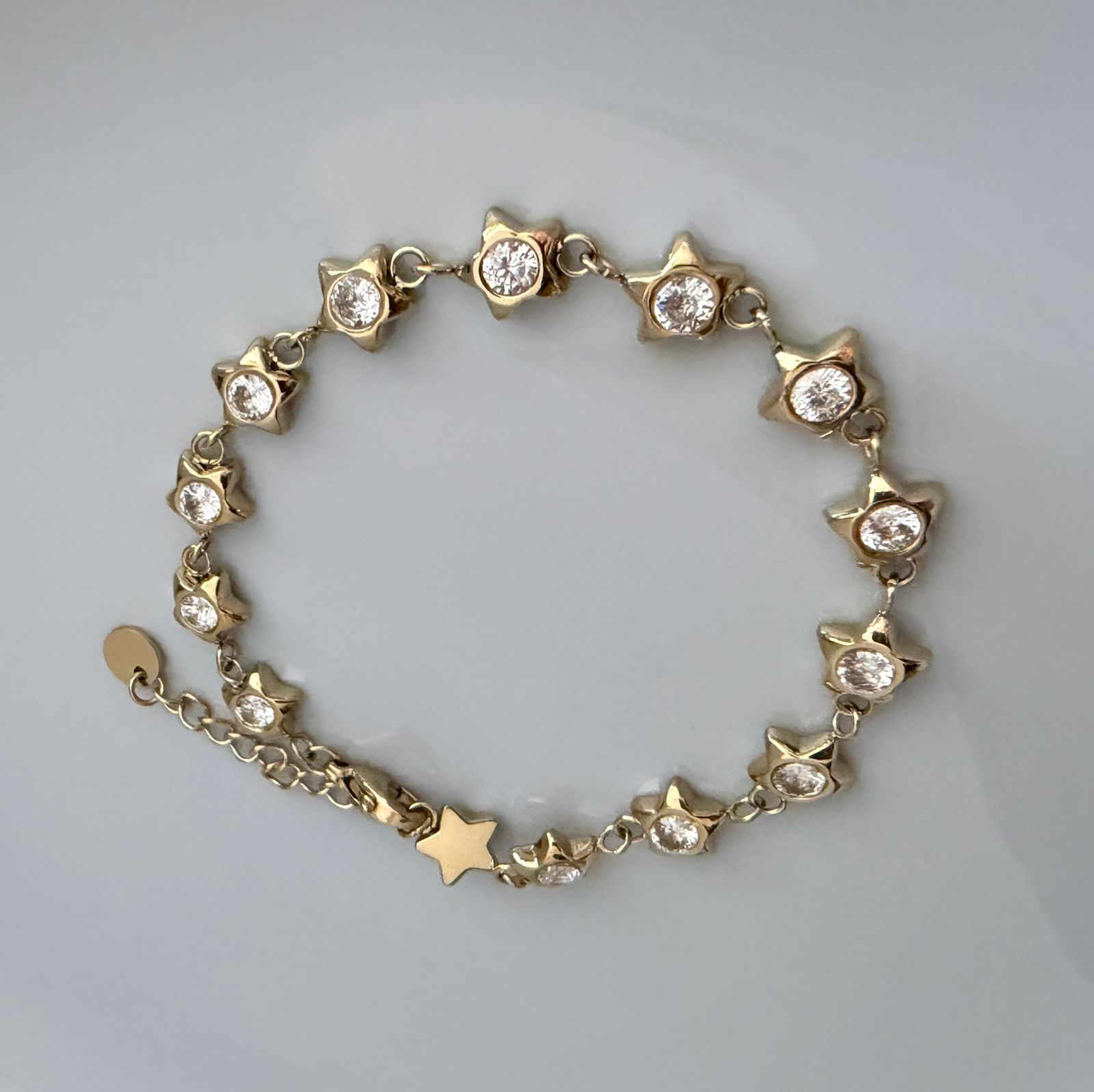 PULSERA DE ESTRELLA CON CIRCONITAS PEQUEÑAS  DOBLE ENCHAPE 14K