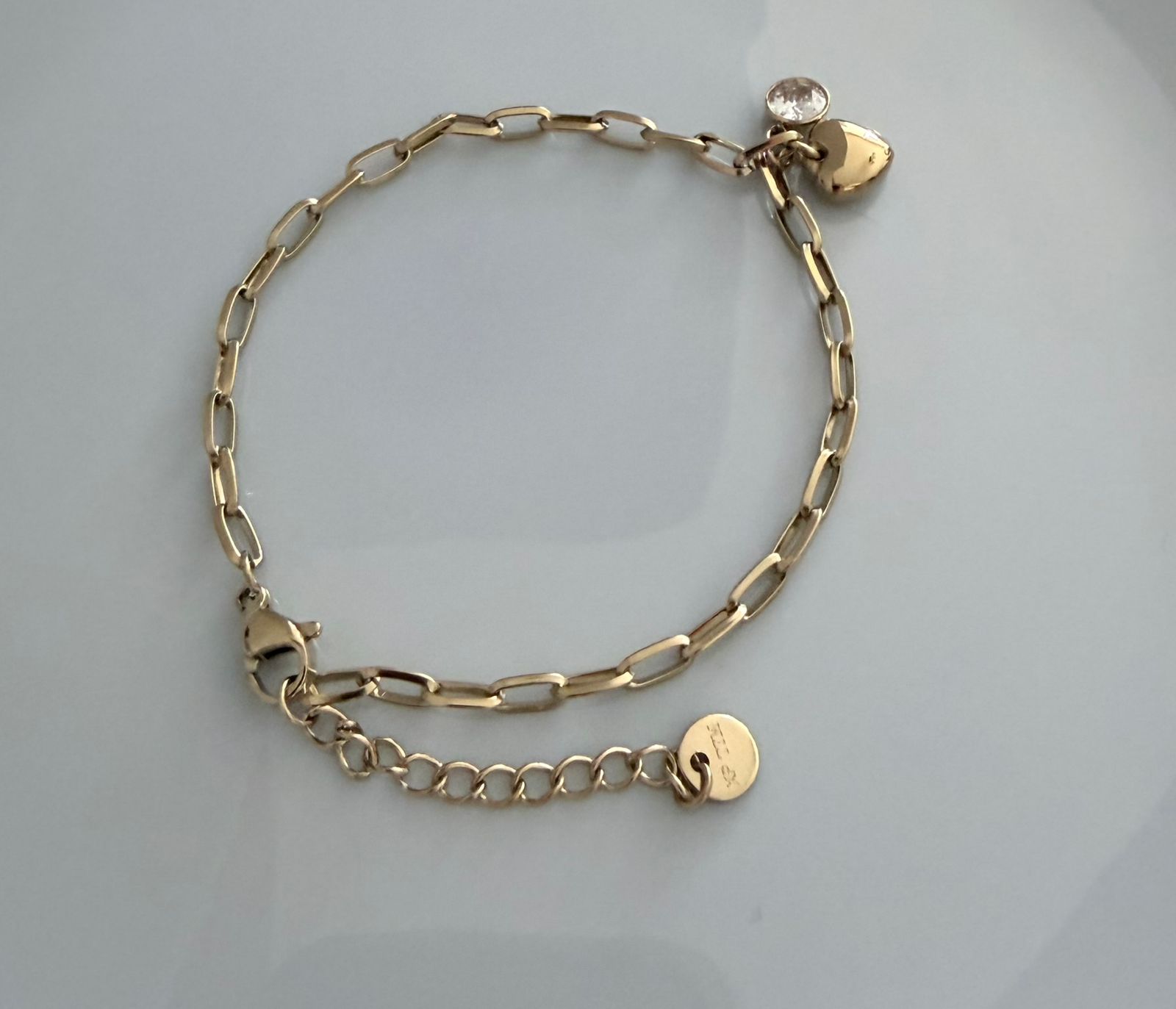 PULSERA CORAZON Y CIRCONITA DOBLE ENCHAPE 14K