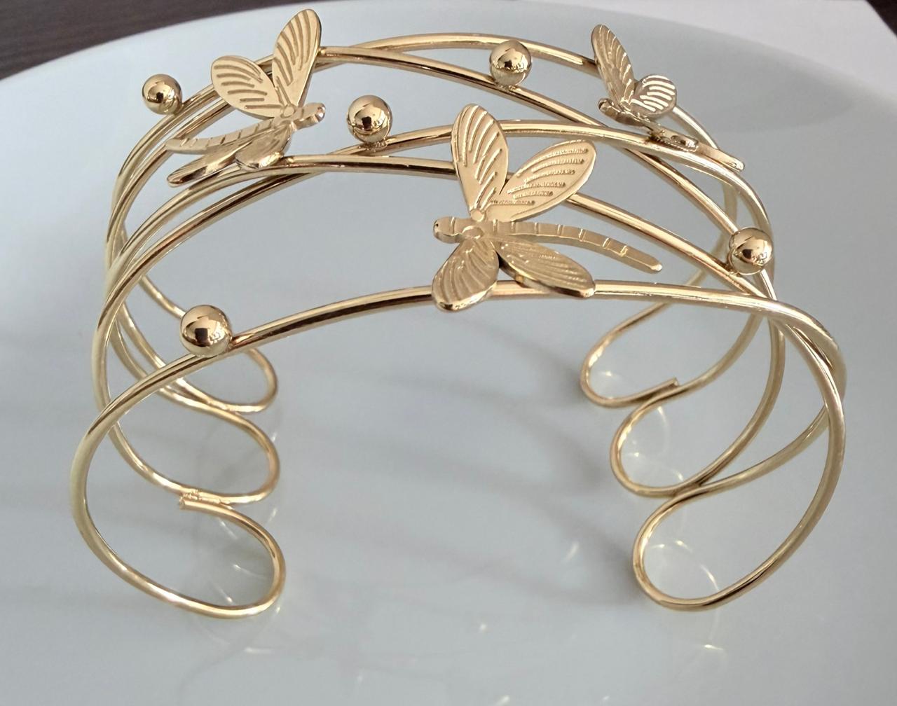 BRAZALETE CON DETALLE LIBÉLULA DOBLE ENCHAPE 14K