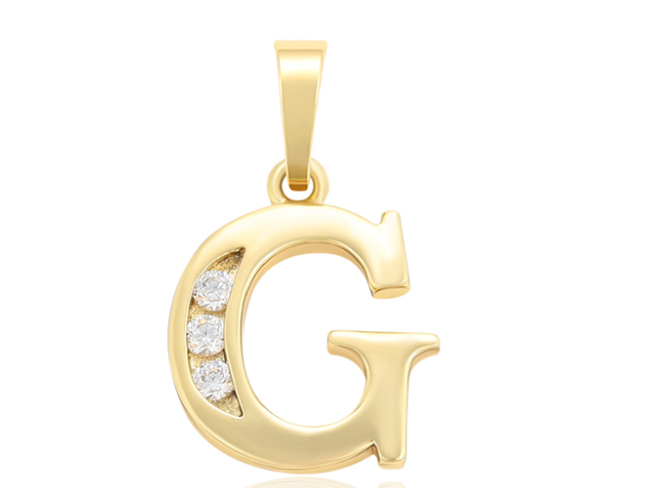 DIJE INICIAL G DOBLE ENCHAPE 14K