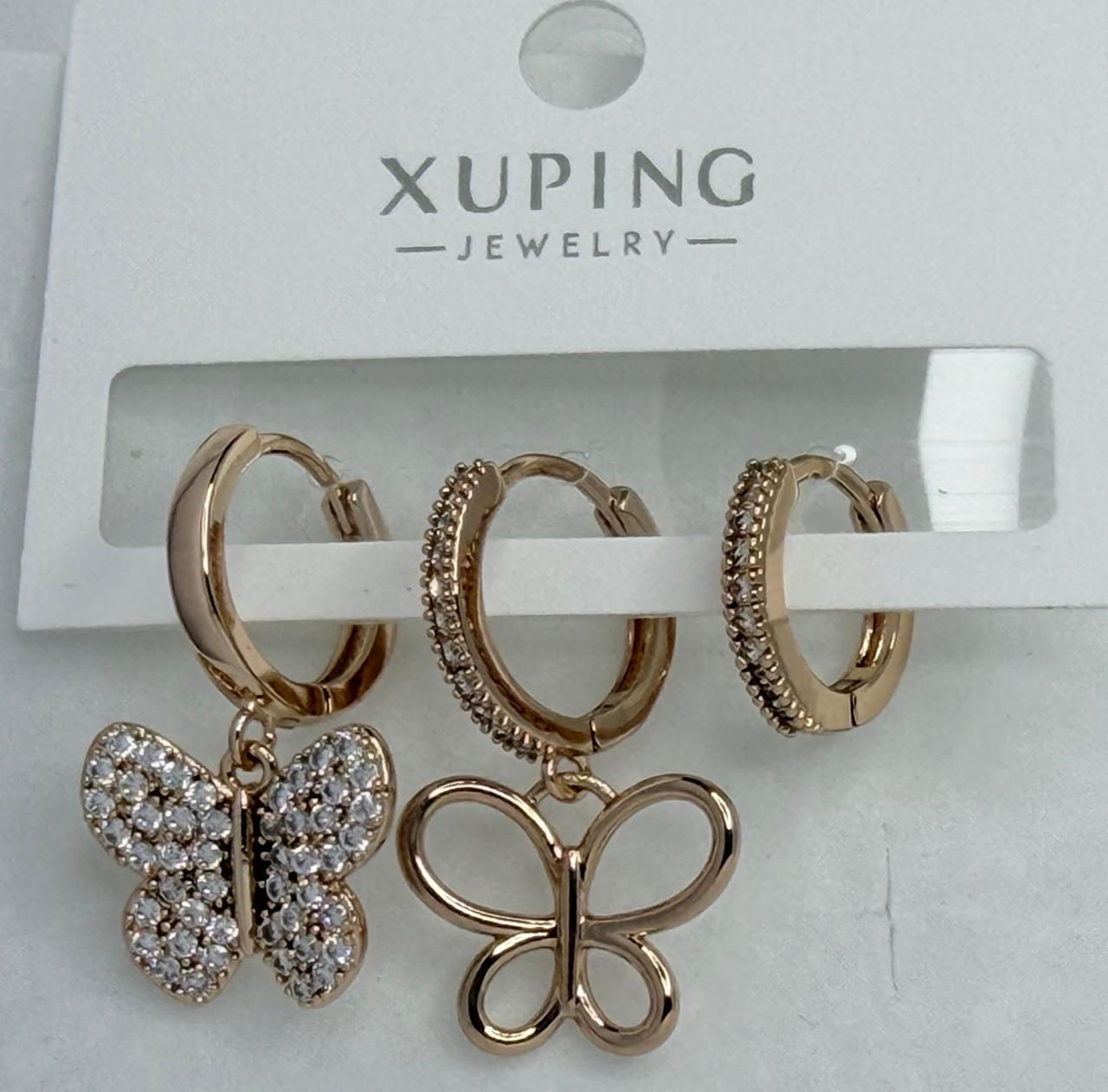 ARGOLLA  MARIPOSA DOBLE ENCHAPE 18K