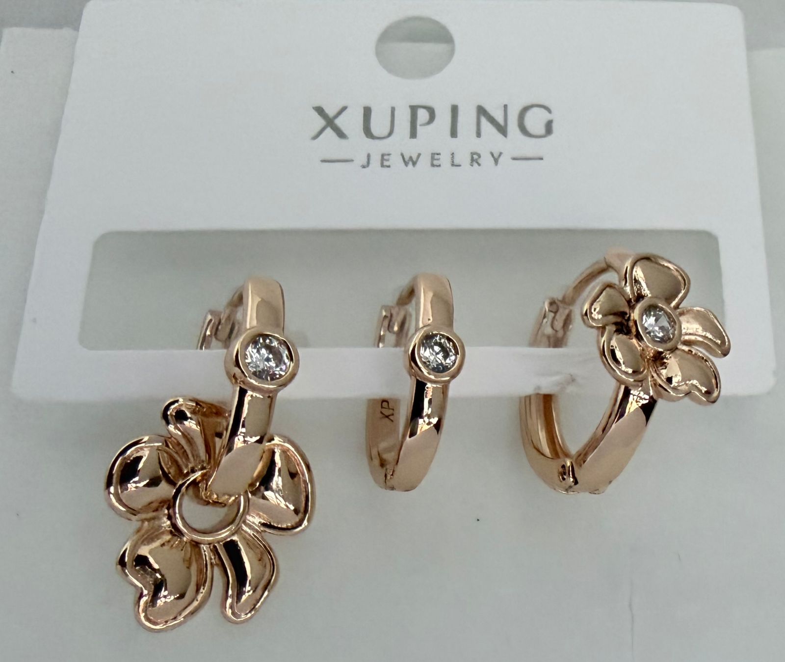 ARGOLLAS FLOR DOBLE ENCHAPE 18K