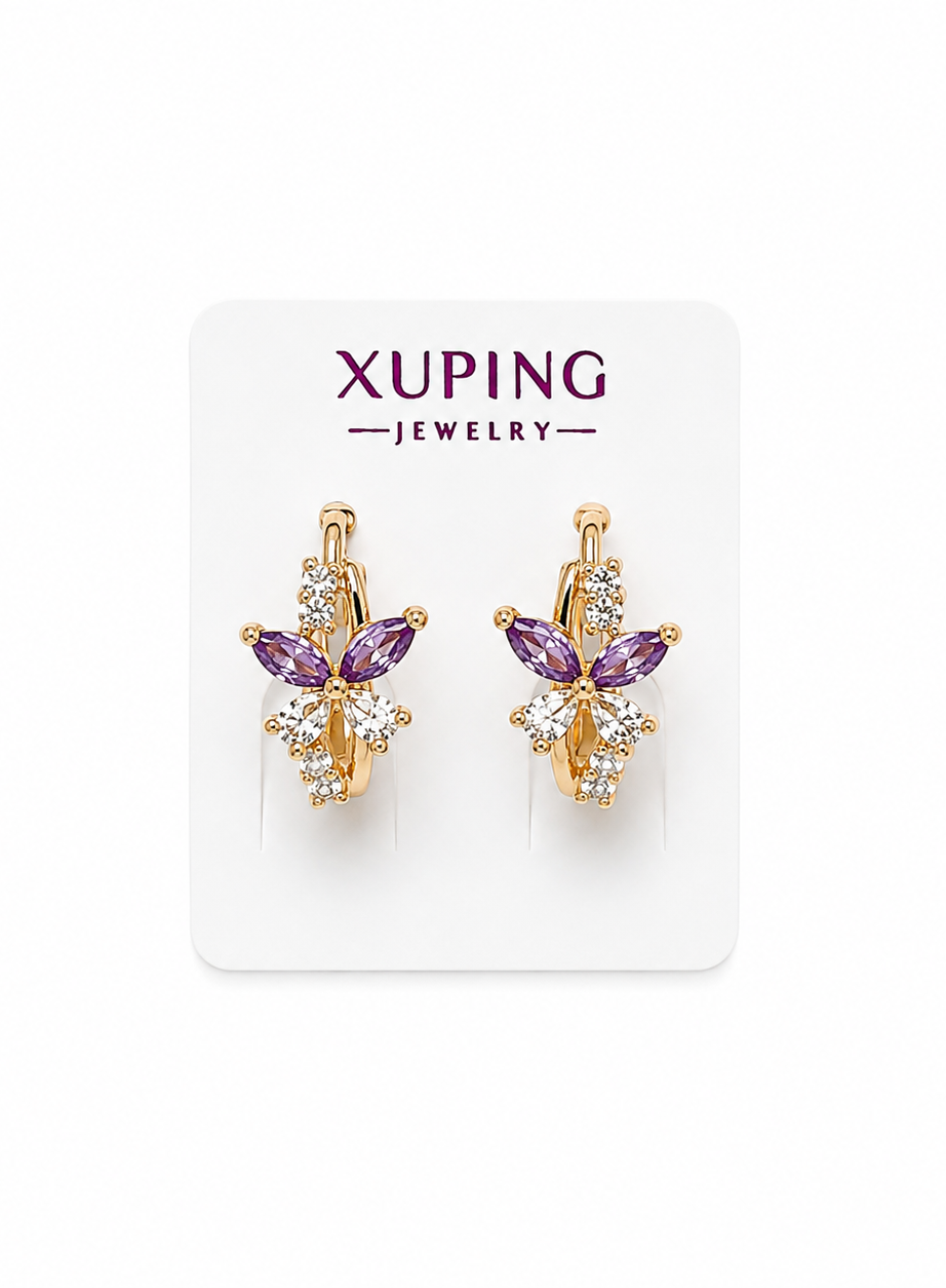 ARGOLLA MARIPOSA LILA DOBLE ENCHAPE 18K
