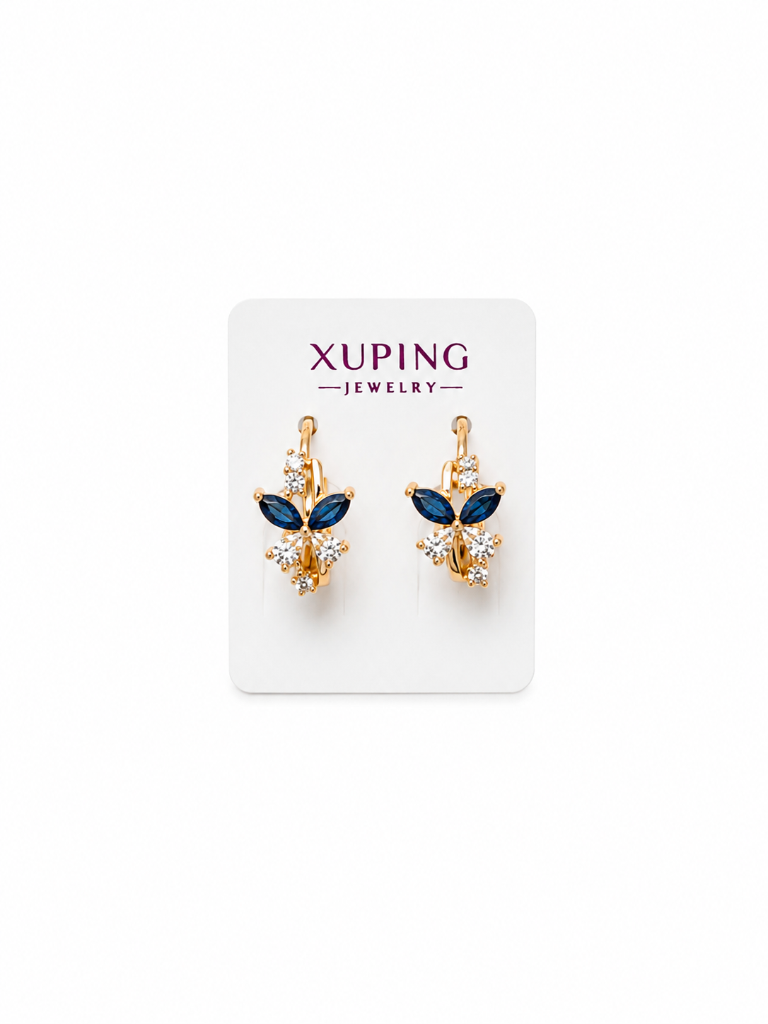ARGOLLA MARIPOSA AZUL DOBLE ENCHAPE 18K